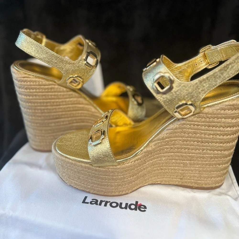 🔥 LARROUDE Made In Brazil Leather Milan Espadrilles🔥SZ 11 -NWT